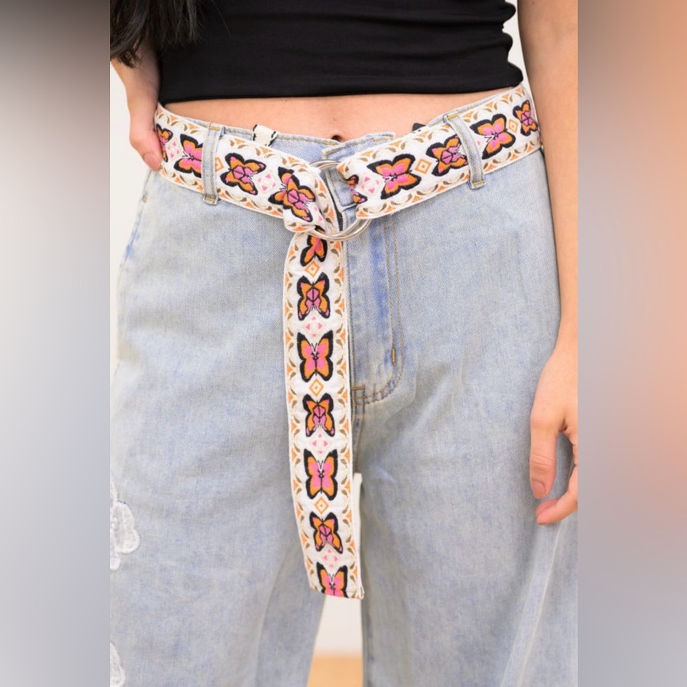 NWT POL Butterfly Embroidered Belt.